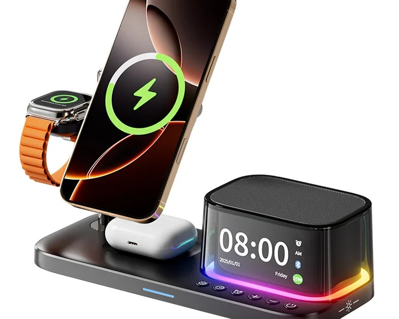 C09Plus 5 az 1-ben vezeték nélküli töltő: Rendezett asztal, feltöltött eszközök