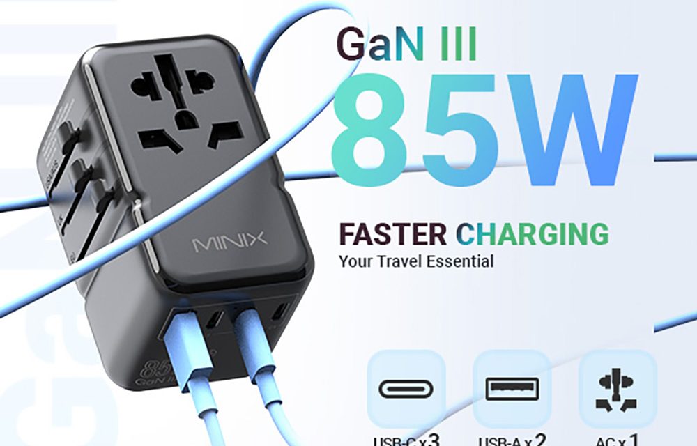 MINIX TP85 85W utazóadapter: Egyetlen töltővel a világ körül