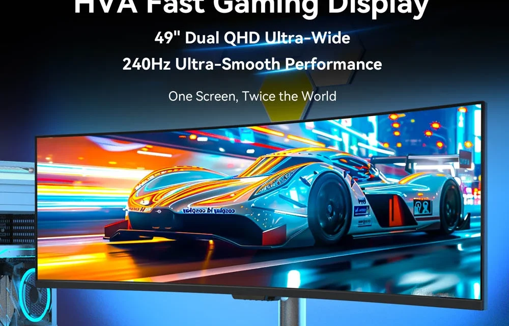 TITAN ARMY C49C1S gamer monitor: 49 hüvelykes ívelt kijelző 240Hz-cel és 1ms válaszidővel