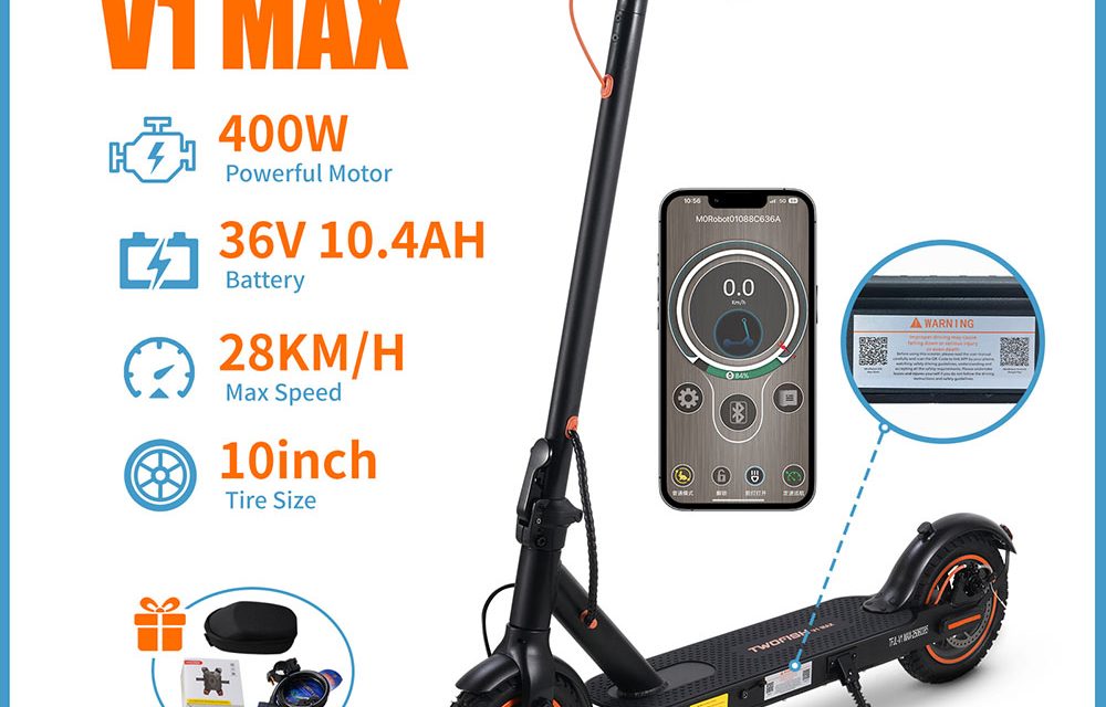 TWOFISH V1 MAX elektromos roller: 400W, 28 km/h, 10 colos gumik 53 000 Ft-ért – Kuponnal olcsóbb!