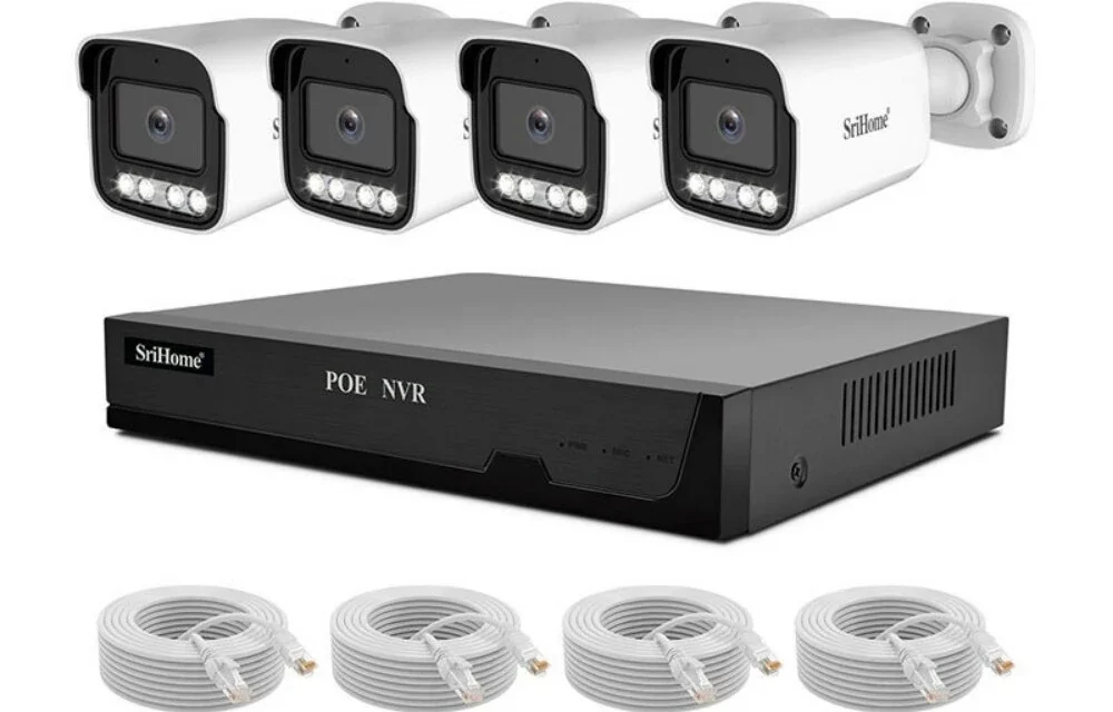SriHome NVS005-POE065B 5MP HD PoE biztonsági kamera szett: Intelligens otthonvédelem