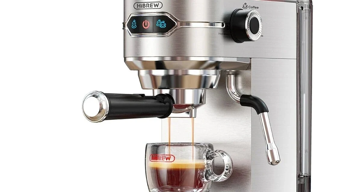 HiBREW H11 félautomata eszpresszó kávéfőző 19 bar nyomással, gyors felmelegedéssel, 31 455 Ft-ért