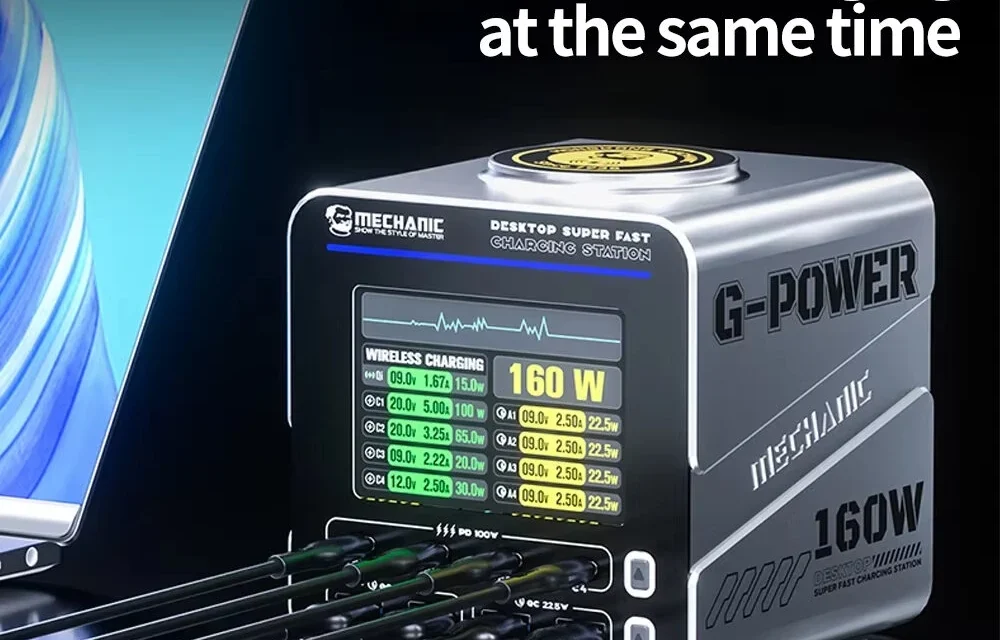 Mechanic G-Power 160W GaN töltőállomás okos kijelzővel: a jövő energiakezelése