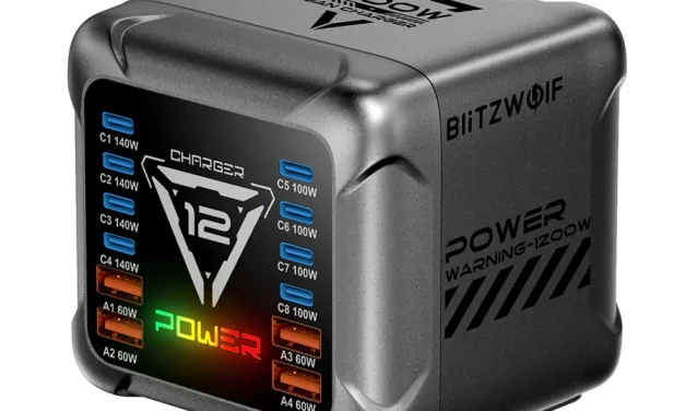 Blitzwolf BW S36 1200W 12 portos USB PD töltőállomás a rendért
