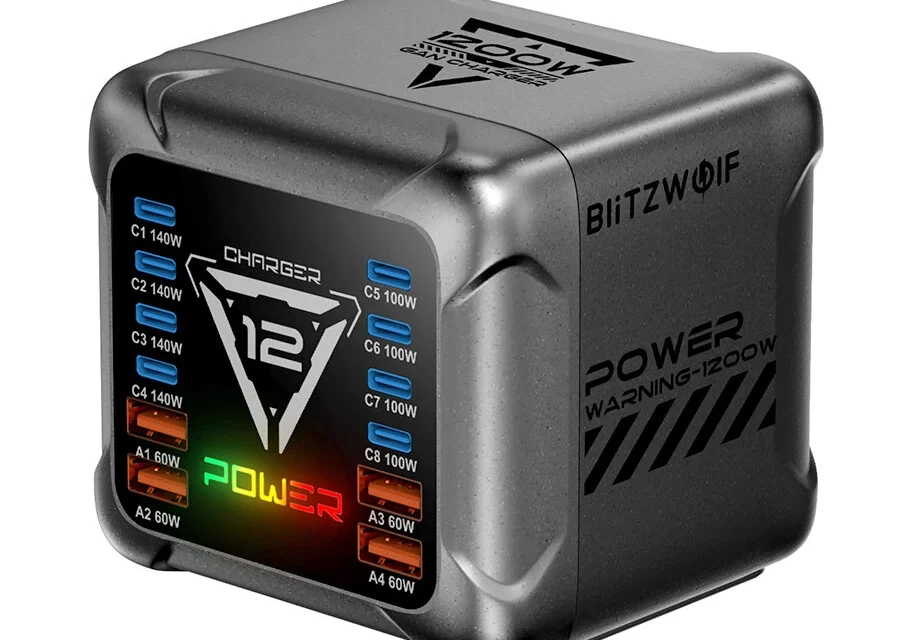 Blitzwolf BW S36 1200W 12 portos USB PD töltőállomás a rendért