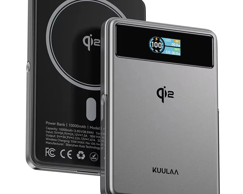 KUULAA KL-YD92 10000mAh mágneses vezeték nélküli power bank okos kijelzővel a kinadroidon