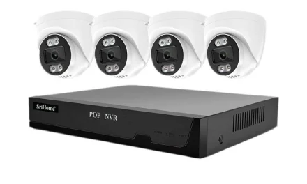 SriHome 5MP PoE NVR biztonsági kamera rendszer 4K felbontással a kinadroidon