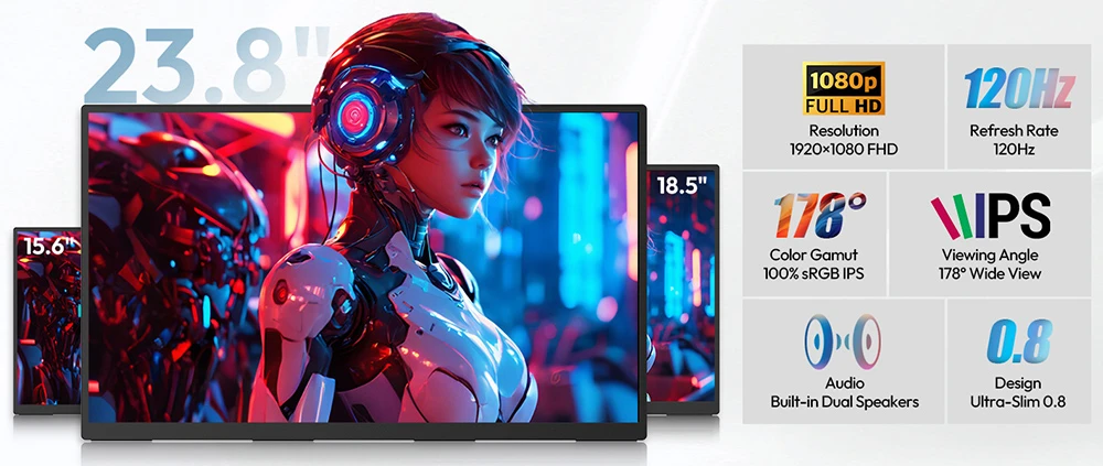 MESWAO S238 hordozható monitor: 120Hz, 100% sRGB, intelligens kijelzőtechnológia a kinadroidon
