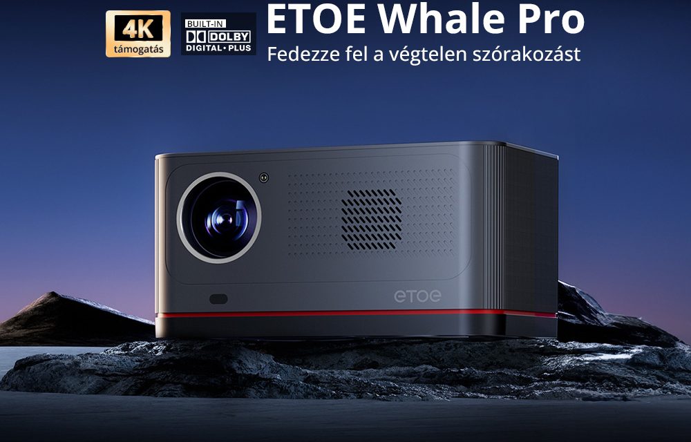Bemutatjuk az ETOE Whale Pro projektort Android TV 14 gyel és 1800 ANSI lumen fényerővel