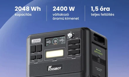FOSSiBOT F2400 hordozható erőmű 2048 Wh LiFePO4 akkuval és 2400 W teljesítménnyel