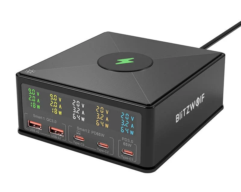 BlitzWolf 868H 160W 5 portos USB PD asztali töltő a jövő energiaelosztása a kinadroidon