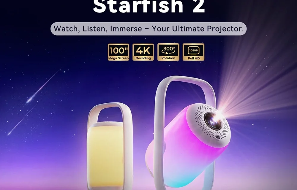 ETOE Starfish 2 projektor 1080P Full HD 4K dekódolás 500 ANSI lumen és Google TV