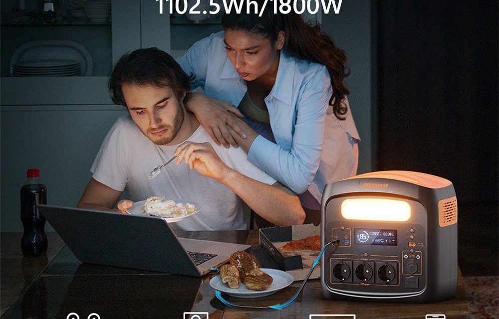 NECESPOW N1200 1102 5 Wh LiFePO4 hordozható erőmű 1800W os villámgyors töltéssel