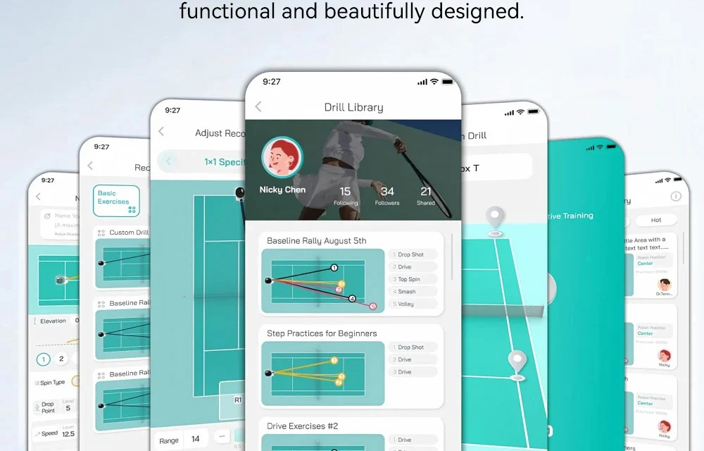 PONGBOT Pace S Pro teniszlabda gép Okos edzés időtakarékosan