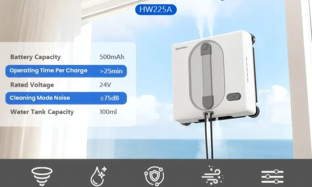 Teendow HW225A robot ablaktisztító 5500Pa szívóerővel és dupla vízsugárral