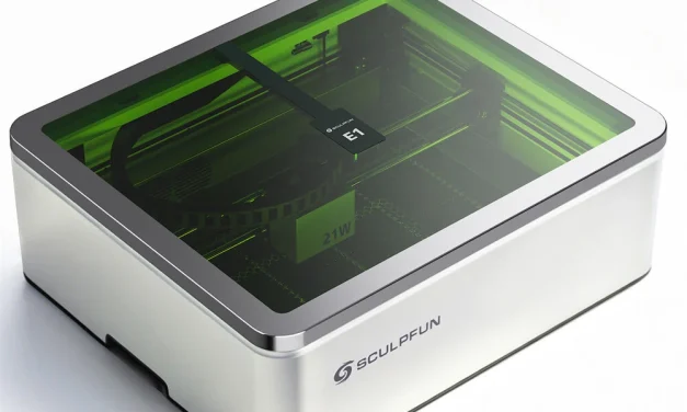SCULPFUN E1 Pro 21W dióda és 3W IR lézergravírozó zárt kivitelben a gyors és biztonságos alkotáshoz
