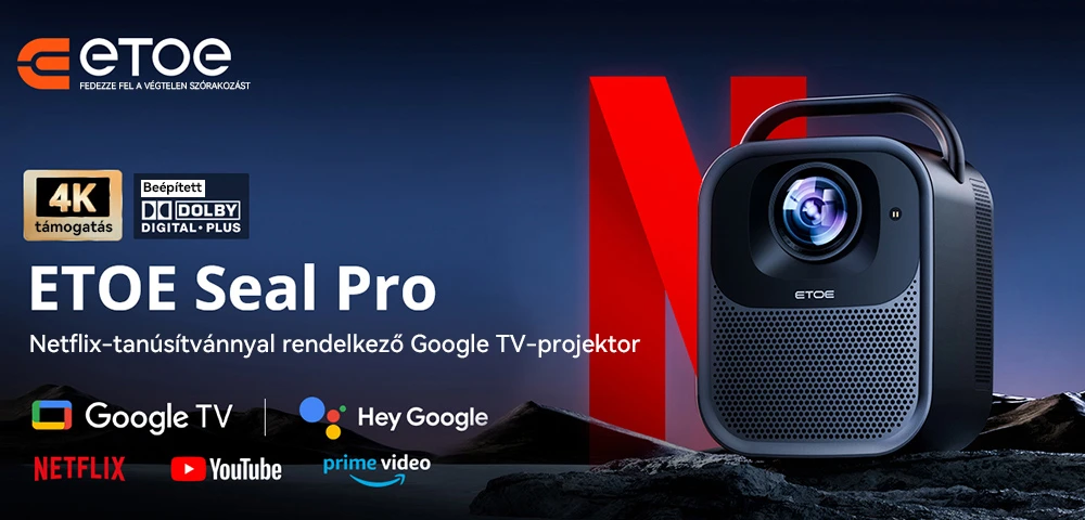 ETOE Seal Pro 1300 ANSI 1080P Projektor Netflix és Google TV a mindennapokban ajánló