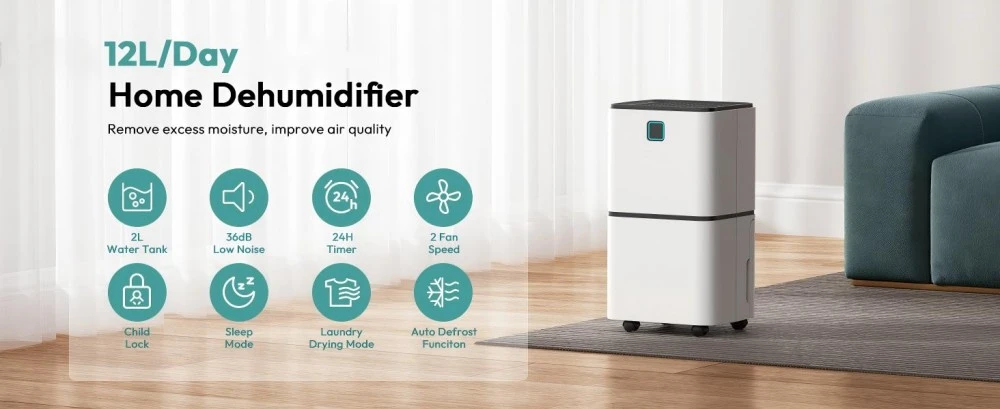 HUMILABS 12L Dehumidifier with Humidity Indicator Lights: Száraz otthon, egészséges levegő