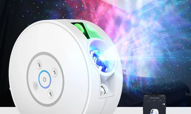 BlitzWill BW PLT2 okos csillagprojektor galaxis a szobában Bluetooth hangszóróval