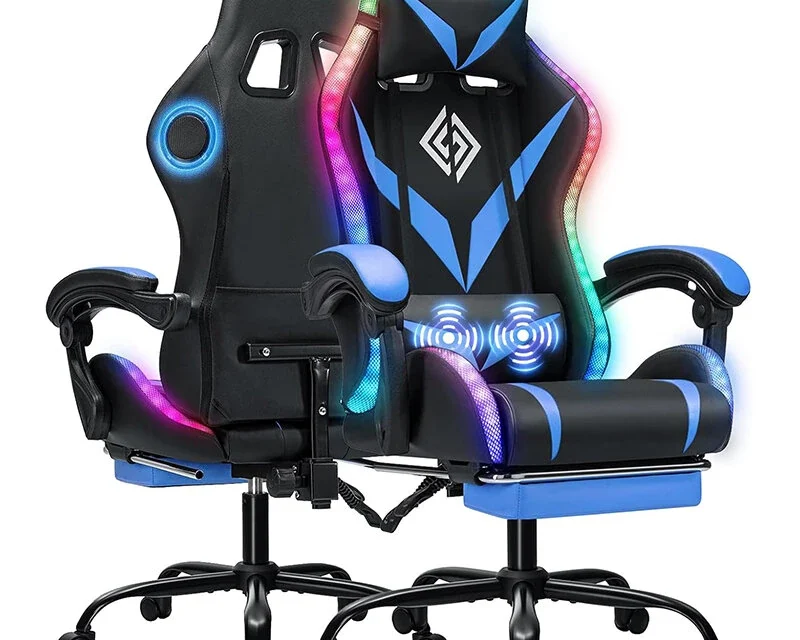 Hoffree RGB LED gamer szék Bluetooth hangszóróval