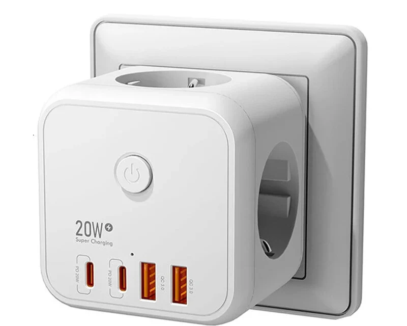 in cube power socket: 7 az 1-ben elosztó PD20W töltéssel otthonra