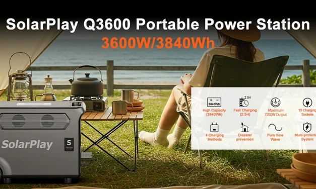 SolarPlay Q3600 hordozható erőmű: 3600W teljesítmény és 3840Wh LiFePO4 akku